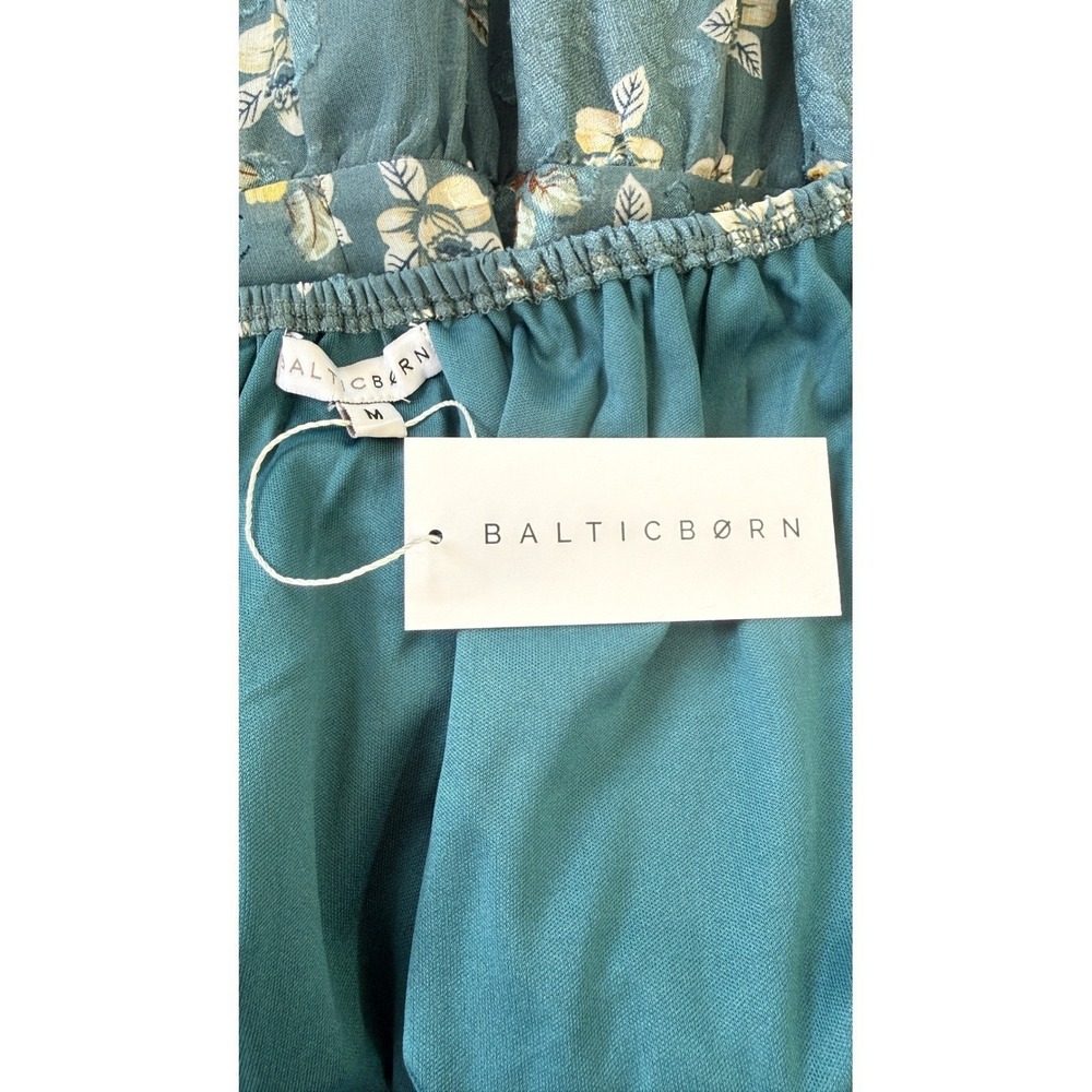 Baltic Born Lombard Tiered Dress Blue Gold Floral Cottagecore Boho Mini Medium - Picture 2 of 15